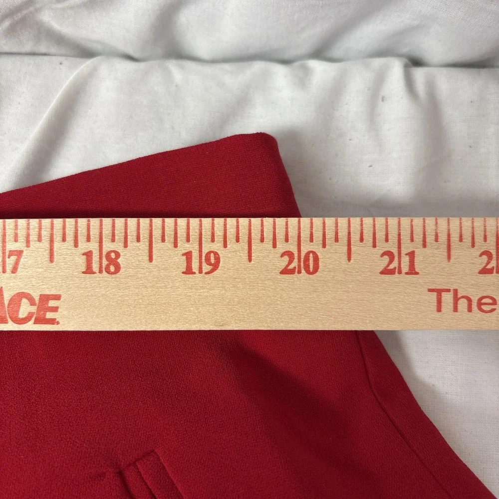 Lined Dress Pants Women Sz 20 Solid Red Pleated Front Elastic Waistbnd 40x26
